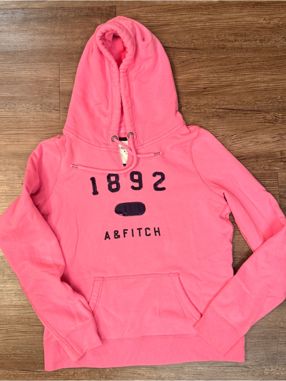 Vintage Y2K Abercrombie & Fitch Coral Pink 1892 Logo Hoodie